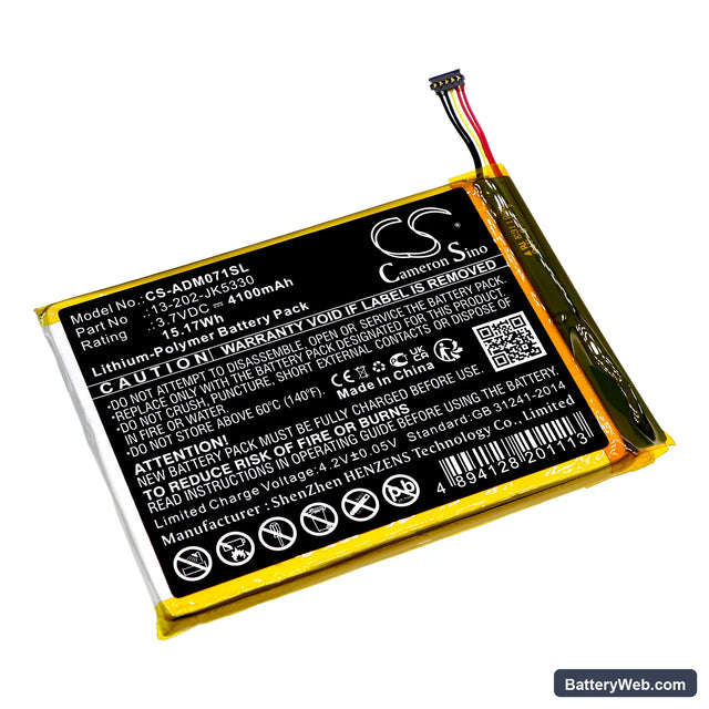 Advantech MICA-071 Replacement Battery, 3.7V, 4100mAh, Li-Polymer 1