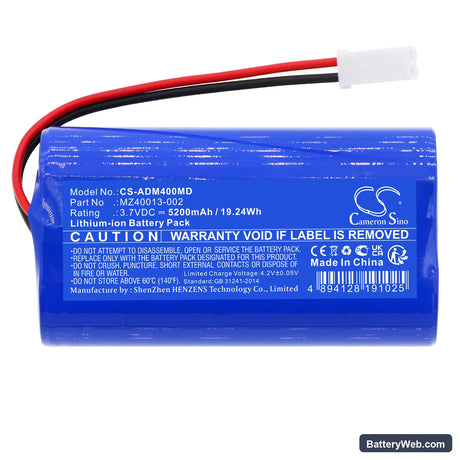 ADE M400020 Replacement Battery, 3.7V, 5200mAh, Li-ion 3