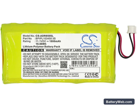 Albrecht DR 850 Replacement Battery, 11.1V, 1800mAh, Li-ion 3