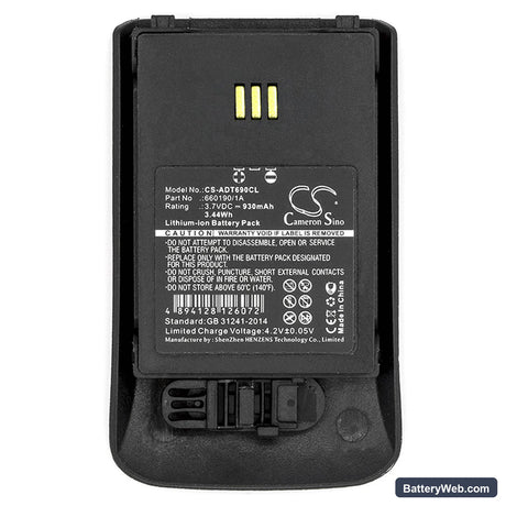 Aastra DT690 Replacement Battery, 3.7V, 930mAh, Li-ion 5