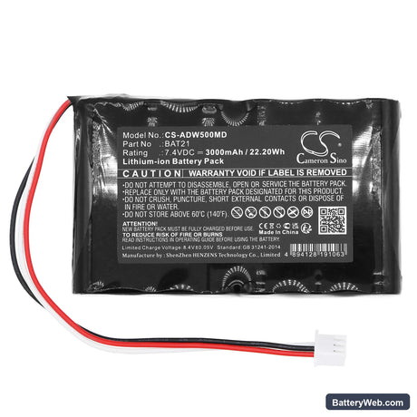ADE ESW50-15 Replacement Battery, 7.4V, 3000mAh, Li-ion 3