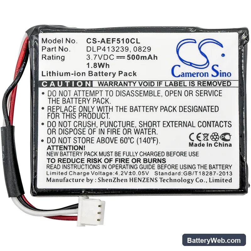 AEG Fame 510 Replacement Battery, 3.7V, 500mAh, Li-ion 3