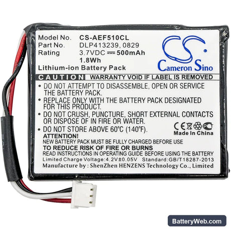 AEG Fame 510 Replacement Battery, 3.7V, 500mAh, Li-ion 3