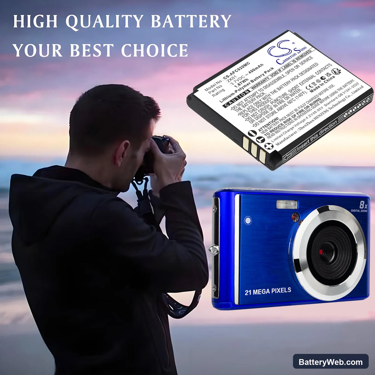 AgfaPhoto Realishot DC5200 Replacement Battery, 3.7V, 450mAh, Li-Polymer 4