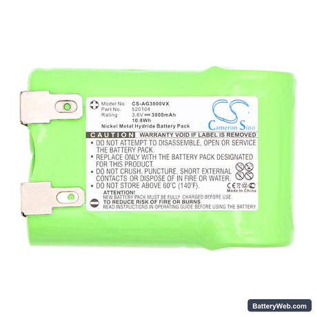 AEG Junior 3000 Replacement Battery, 3.6V, 3000mAh, Ni-MH 3