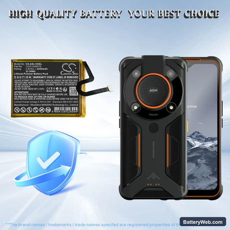 AGM Glory G1 SE Replacement Battery, 3.8V, 6200mAh, Li-Polymer 1
