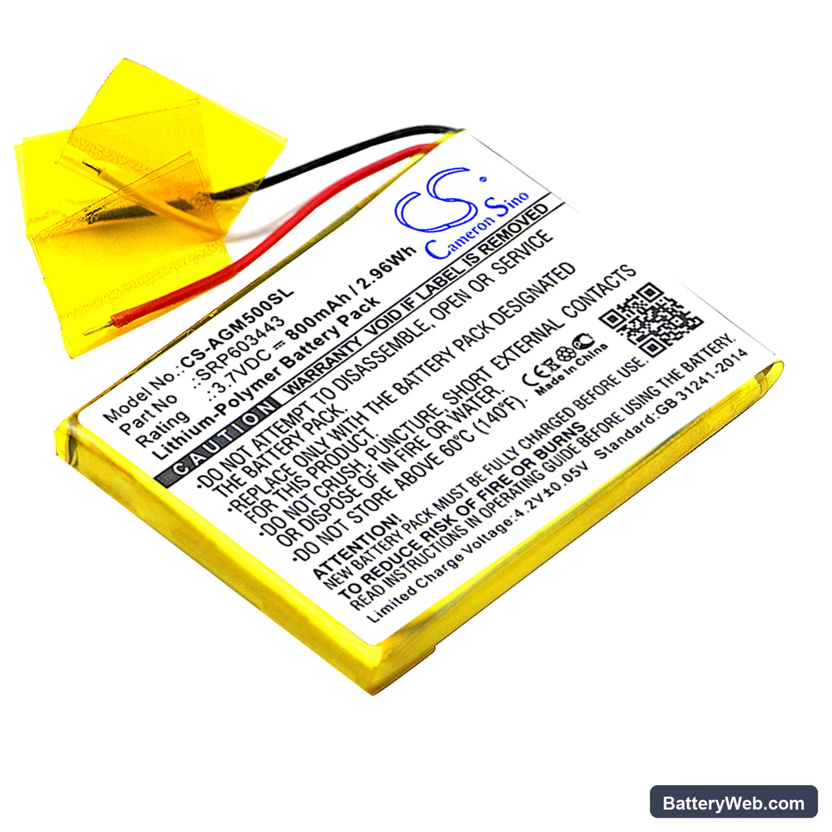 Astro A50 Replacement Battery, 3.7V, 800mAh, Li-Polymer 1