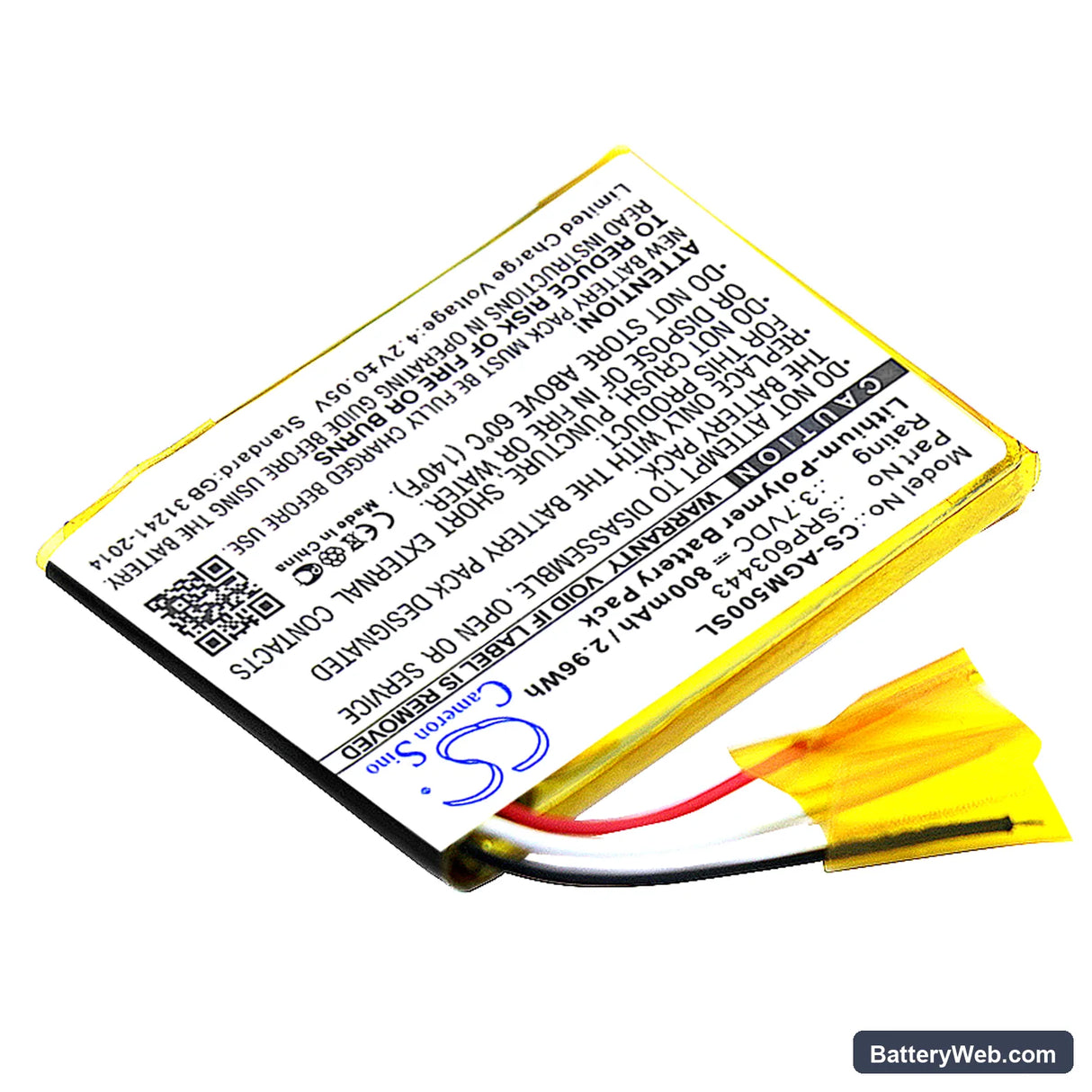 Astro A50 Replacement Battery, 3.7V, 800mAh, Li-Polymer 2