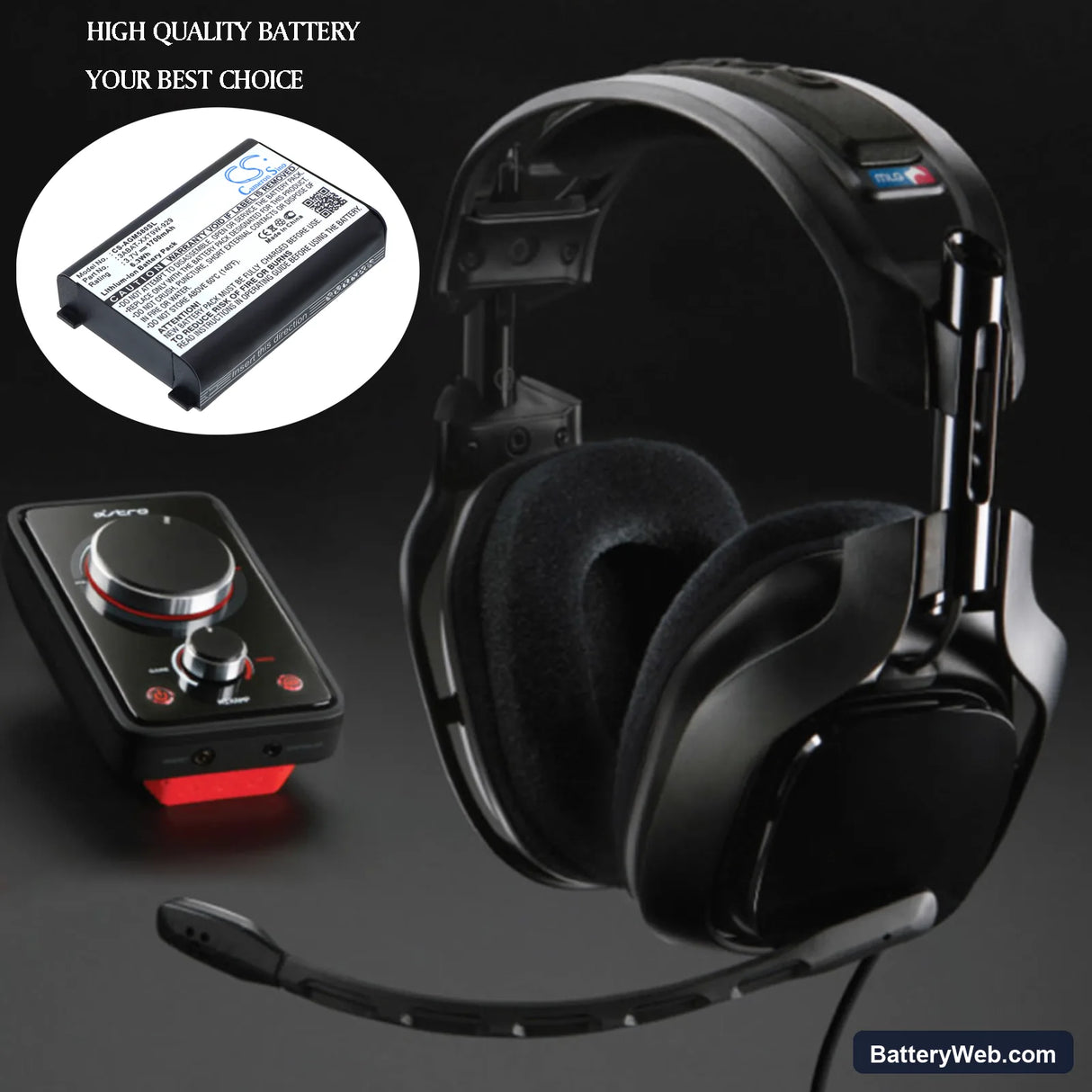Astro Gaming MixAmp 5.8 RX Replacement Battery, 3.7V, 1700mAh, Li-ion 6