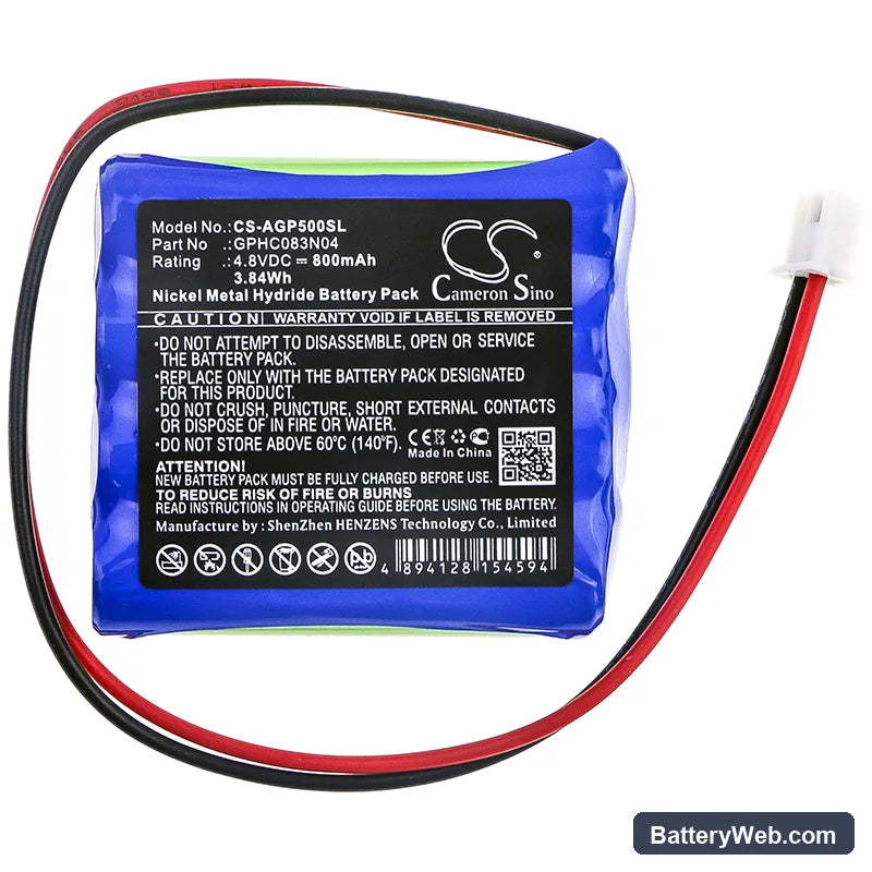 Algol ZP-500N Replacement Battery, 4.8V, 800mAh, Ni-MH 3