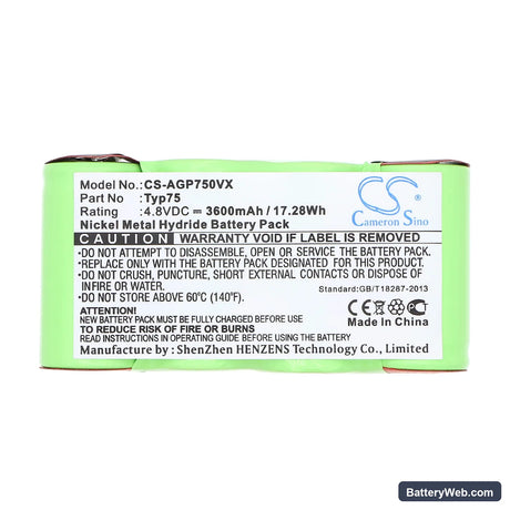 AEG AG64x Replacement Battery, 4.8V, 3600mAh, Ni-MH 5