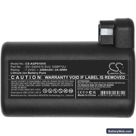 AEG Electrolux Osiris Replacement Battery, 7.2V, 3400mAh, Li-ion 3
