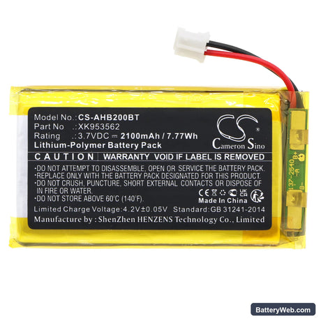 Ajax Hub Replacement Battery, 3.7V, 2100mAh, Li-Polymer 3