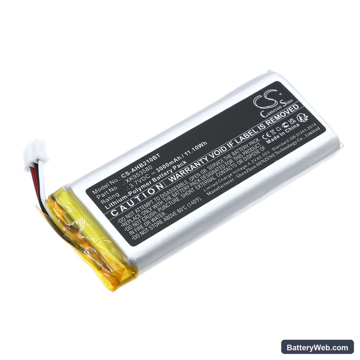 Ajax Hub 2 4G Backup Battery Replacement Battery, 3.7V, 3000mAh, Li-Polymer 1