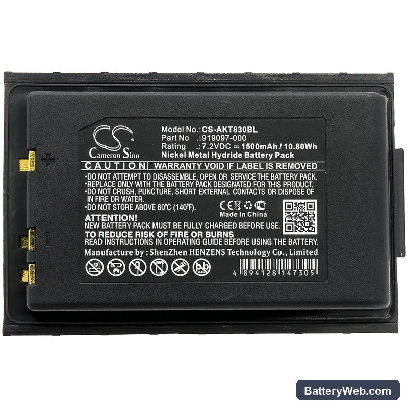 Akerstroms BC82 Replacement Battery, 7.2V, 1500mAh, Ni-MH 3