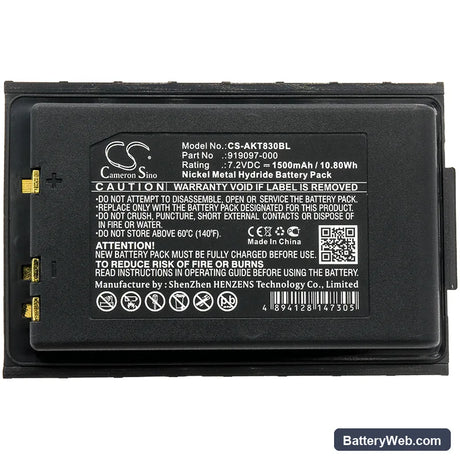 Akerstroms BC82 Replacement Battery, 7.2V, 1500mAh, Ni-MH 3