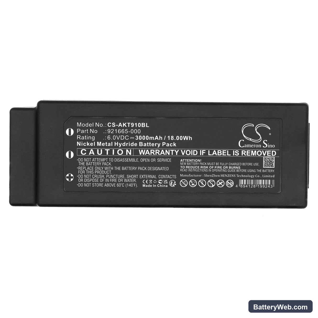 Akerstroms MC91 Replacement Battery, 6V, 3000mAh, Ni-MH 3