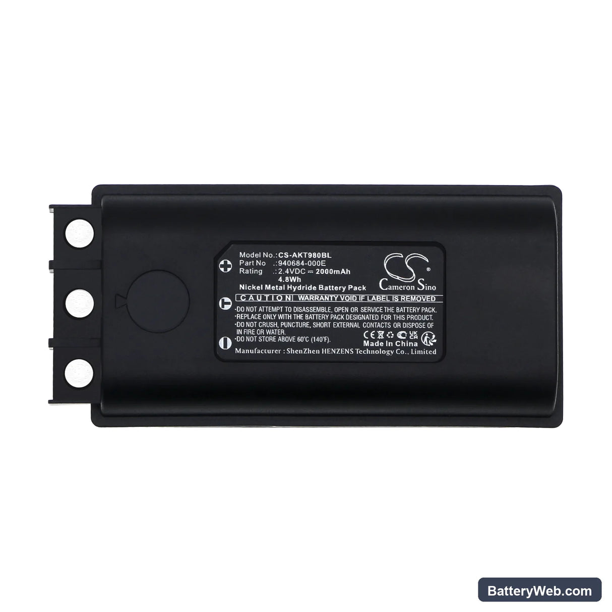 Akerstroms 200J Transmitters Replacement Battery, 2.4V, 2000mAh, Ni-MH 3