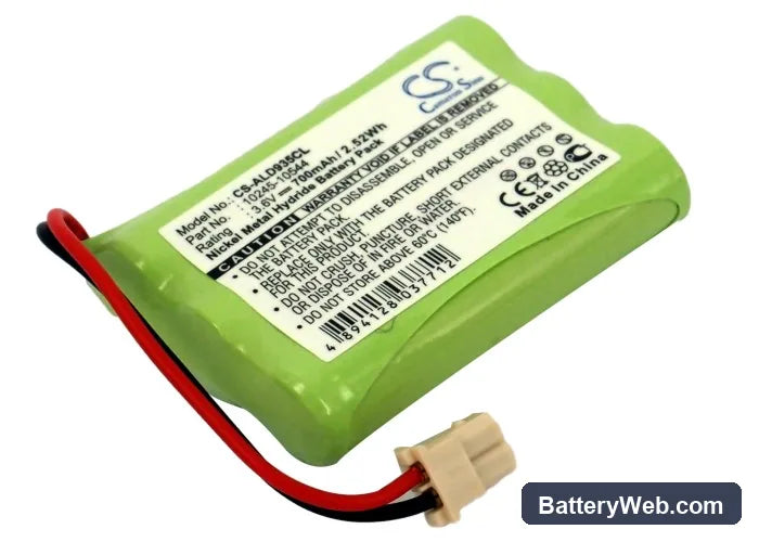 Panasonic Replacement Battery, 3.6V, 700mAh, Ni-MH 1