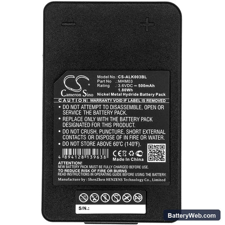 Autec LK NEO Replacement Battery, 3.6V, 500mAh, Ni-MH 3