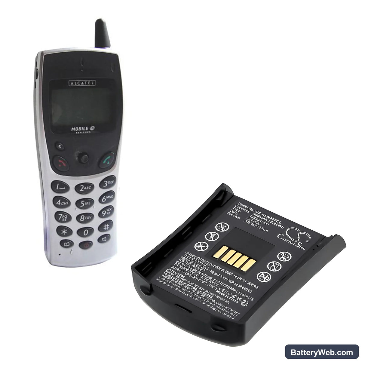 Alcatel Mobile Reflexes 200 Replacement Battery, 3.7V, 800mAh, Li-ion 6
