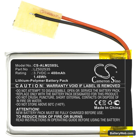 Altec Lansing Mini H2O 3 Replacement Battery, 3.7V, 400mAh, Li-Polymer 3
