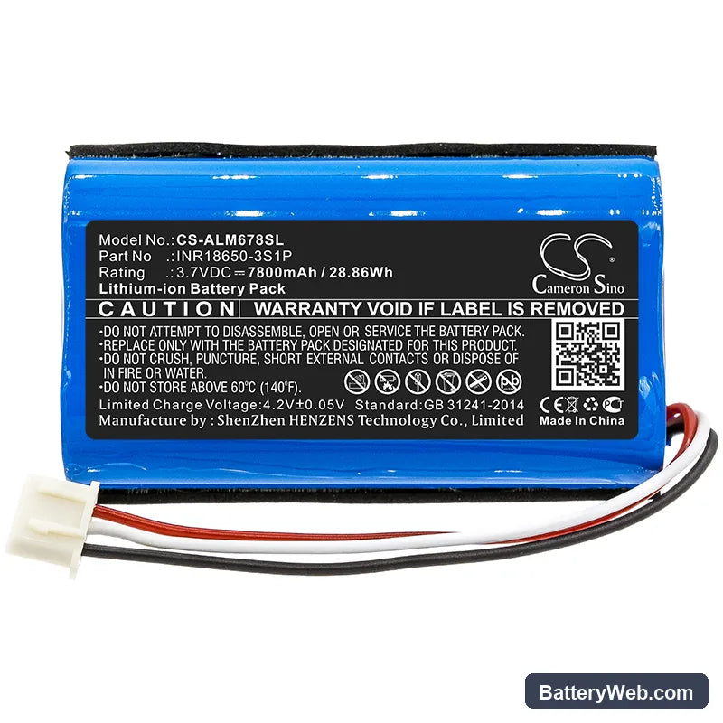 Altec Lansing Omni Jacket Replacement Battery, 3.7V, 7800mAh, Li-ion 3