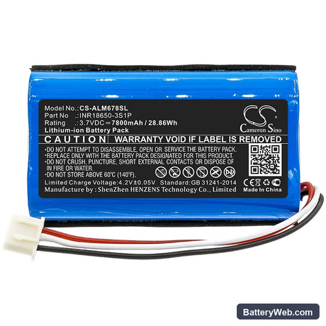 Altec Lansing Omni Jacket Replacement Battery, 3.7V, 7800mAh, Li-ion 3