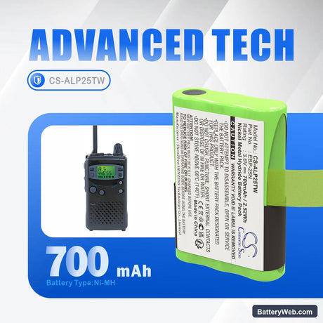 Alinco DJ-S41 Replacement Battery, 3.6V, 700mAh, Ni-MH 7