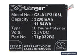 Alcatel One Touch POP 7 Replacement Battery, 3.7V, 3200mAh, Li-Polymer 1