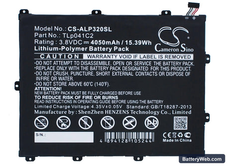 Alcatel One Touch POP 8 Replacement Battery, 3.8V, 4050mAh, Li-Polymer 1