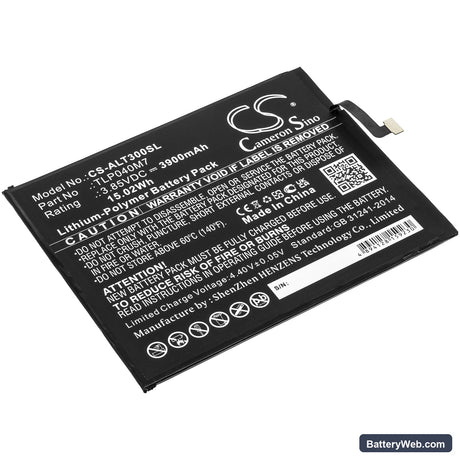 Alcatel 3T Replacement Battery, 3.85V, 3900mAh, Li-Polymer 1