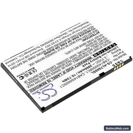 Alcatel One Touch T60 Replacement Battery, 3.7V, 2900mAh, Li-ion 2