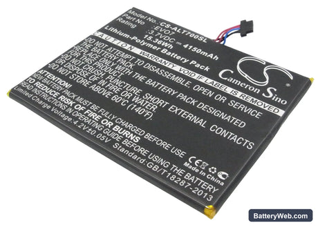 Alcatel One Touch EVO 7 Replacement Battery, 3.7V, 4150mAh, Li-Polymer 1