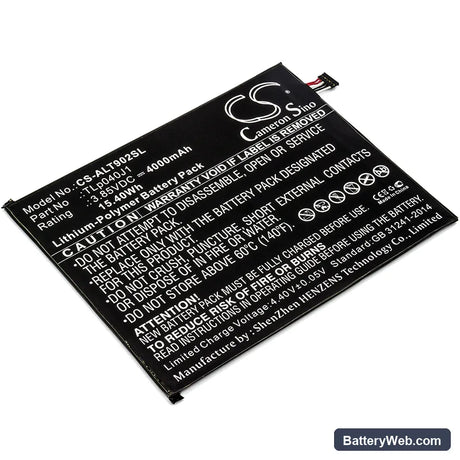 Alcatel A30 Tablet Replacement Battery, 3.85V, 4000mAh, Li-Polymer 1