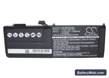 Apple MacBook Pro 15 inch Precision Aluminum Unibody 2009 Version Replacement Battery, 10.95V, 7200mAh, Li-Polymer 5