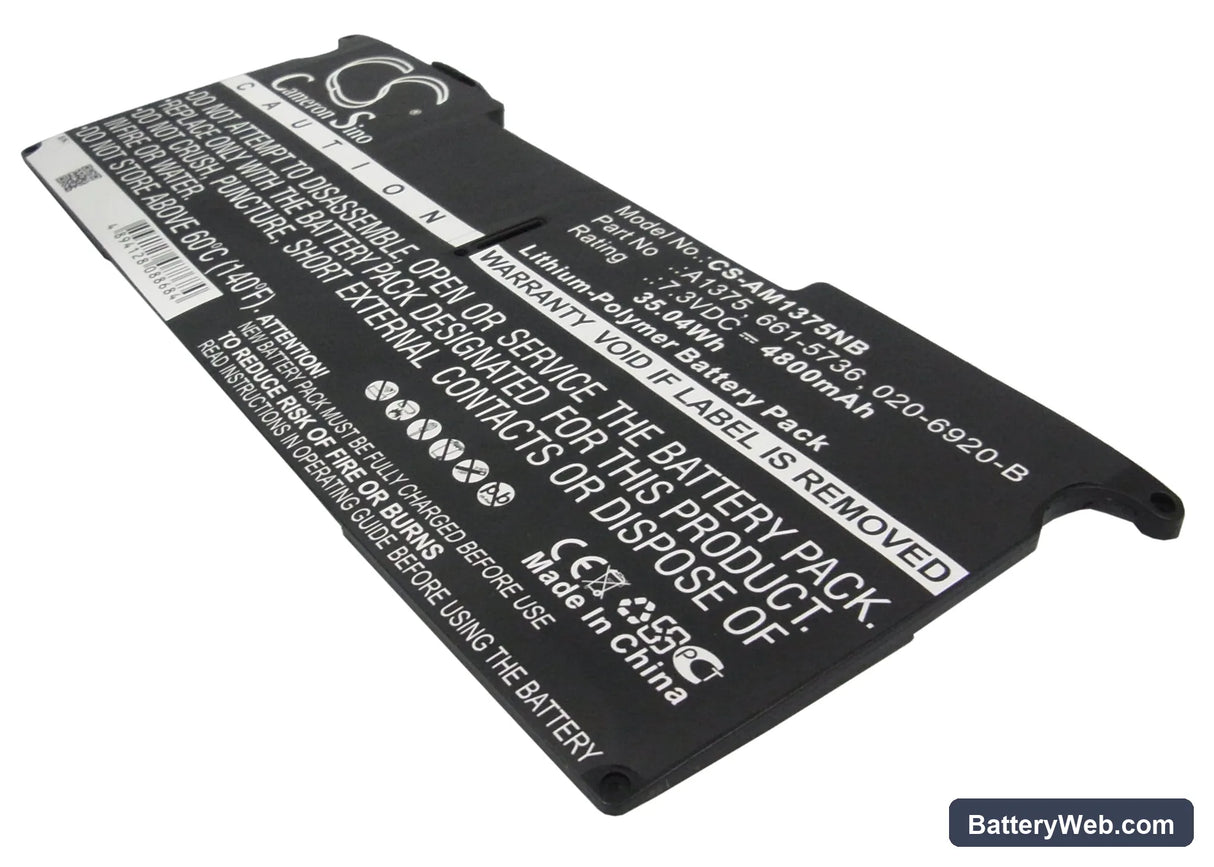 Apple MacBook Air 11" A1370 2010 Replacement Battery, 7.3V, 4800mAh, Li-Polymer 1