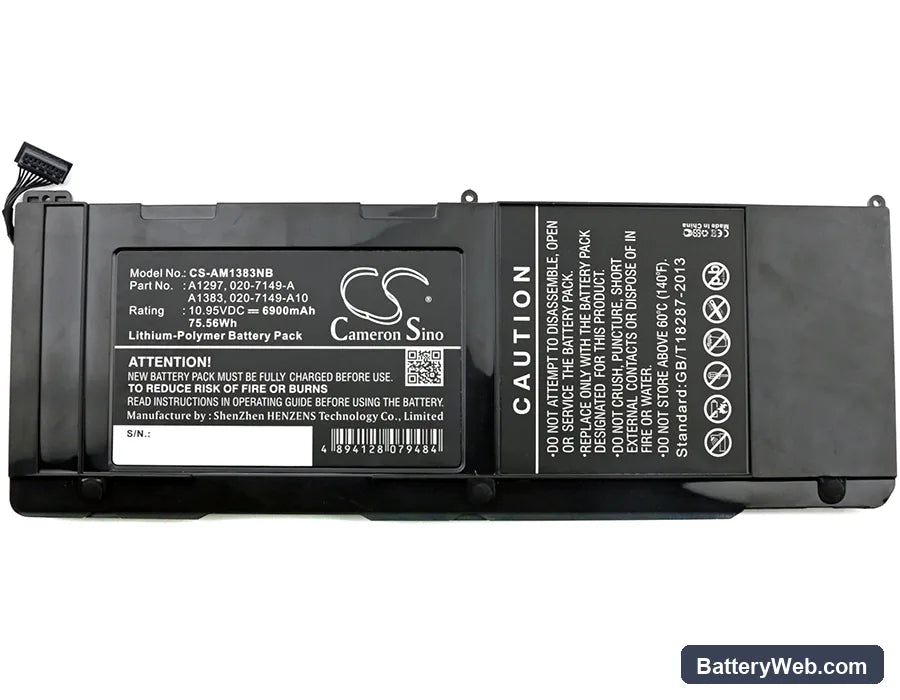 Apple MacBook Pro 17 Replacement Battery, 10.95V, 6900mAh, Li-Polymer 5