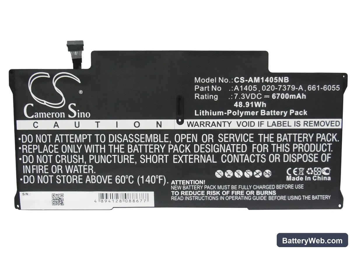 Apple MacBook Air 13" MC503 Replacement Battery, 7.3V, 6700mAh, Li-Polymer 5