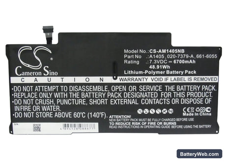Apple MacBook Air 13" MC503 Replacement Battery, 7.3V, 6700mAh, Li-Polymer 5