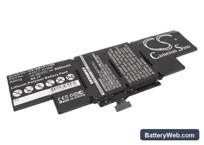 Apple MacBook Pro Core i7 2.3 15" Retina Replacement Battery, 10.95V, 8600mAh, Li-Polymer 1