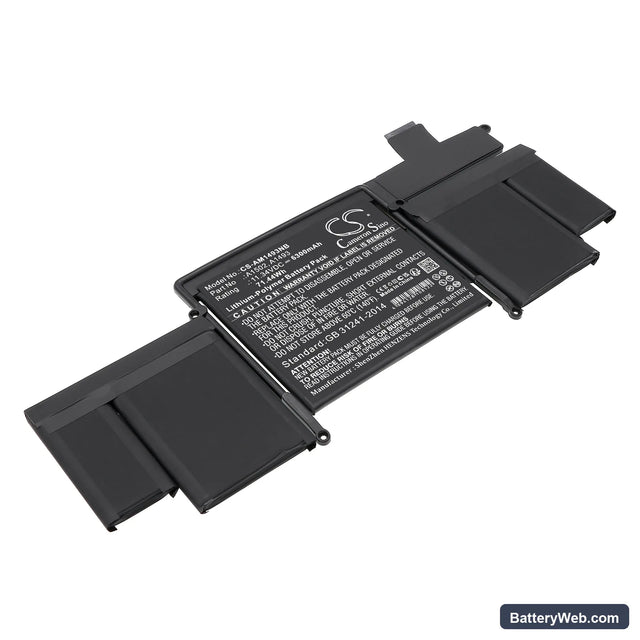 Apple MacBook Pro ""Core i5" 2.4 13" Late 2013 Retina Replacement Battery, 11.34V, 6300mAh, Li-Polymer 1