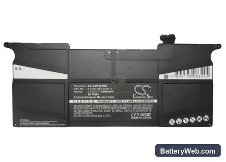 Apple MacBook Air 11" A1465 2013 Replacement Battery, 7.6V, 5100mAh, Li-Polymer 5