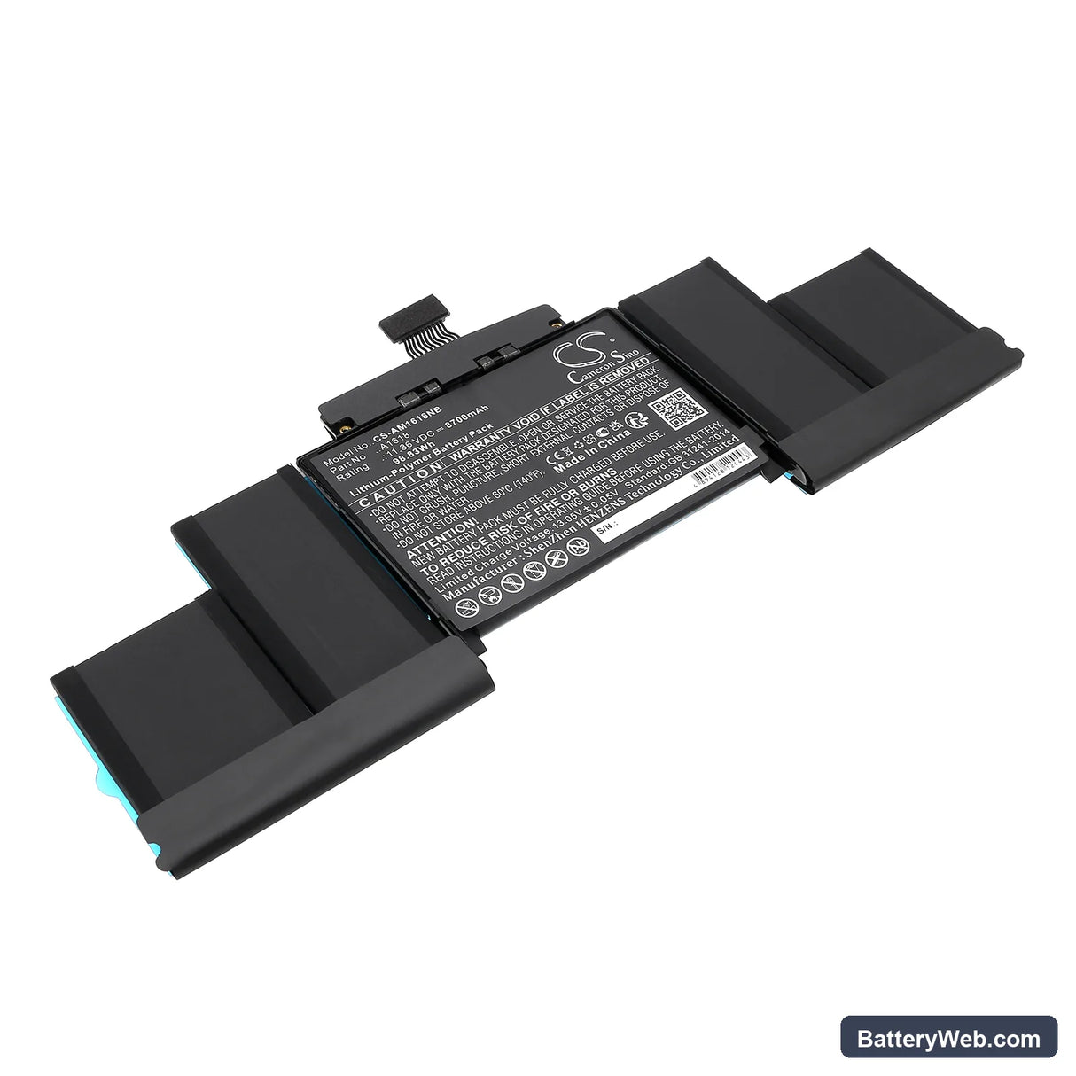 Apple MacBook Pro 15" A1398 Retina 2015 Replacement Battery, 11.36V, 8700mAh, Li-Polymer 1