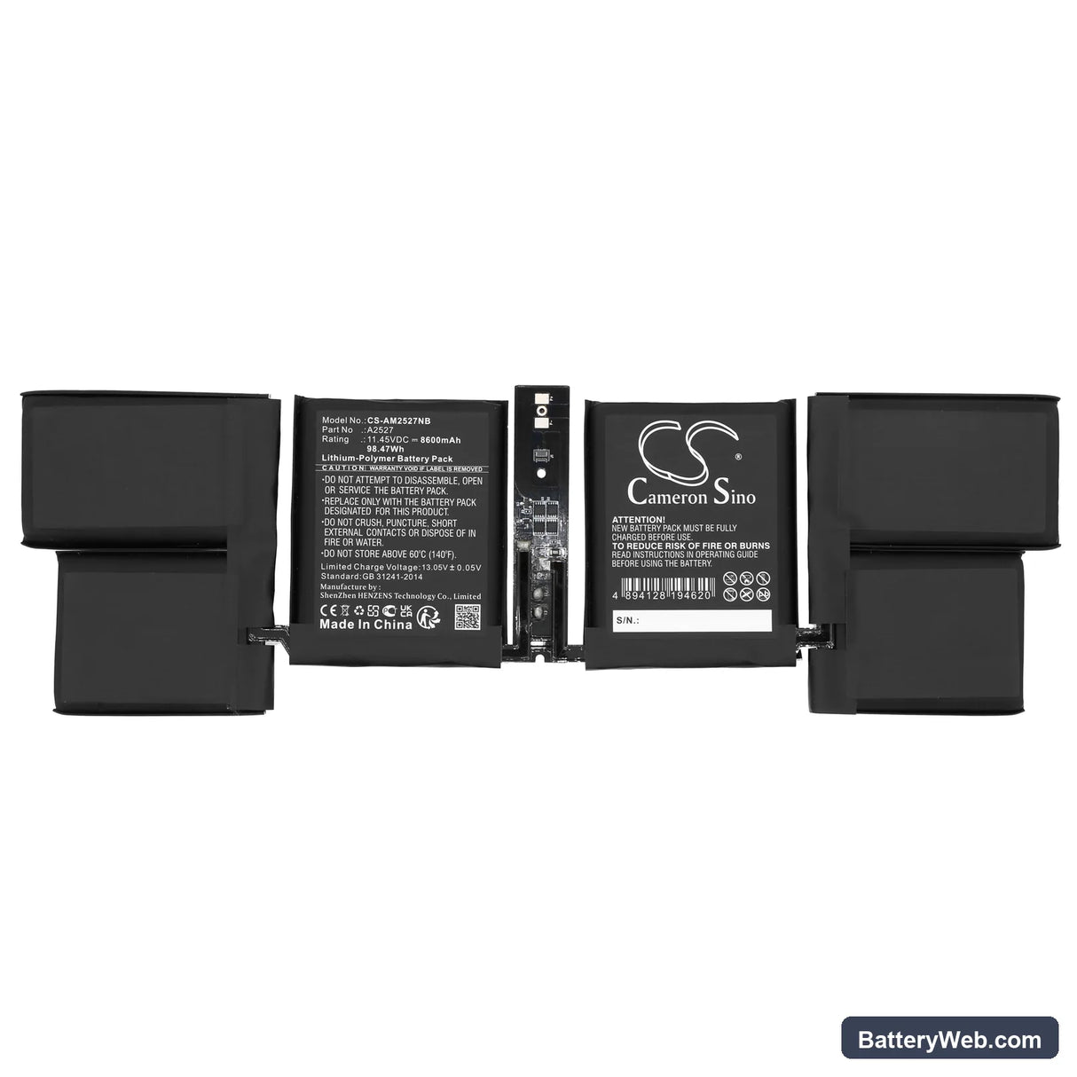 Apple Macbook 18.1 Replacement Battery, 11.45V, 8600mAh, Li-Polymer 3