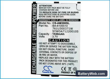 Acer M300 Replacement Battery, 3.7V, 1530mAh, Li-Polymer 5