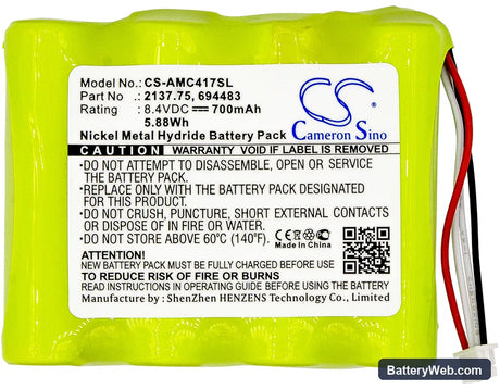 AEMC 6417 Ground Tester Replacement Battery, 8.4V, 700mAh, Ni-MH 3