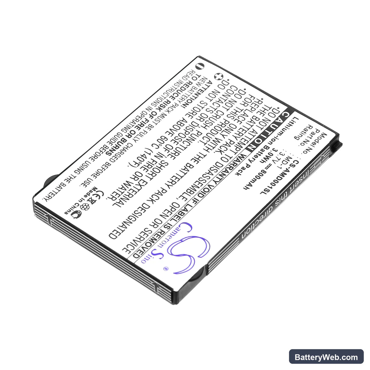 AMOI MD-1 Replacement Battery, 3.7V, 800mAh, Li-ion 2