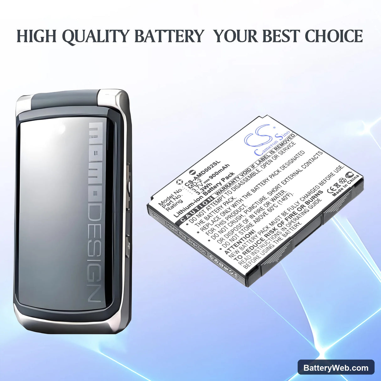 Tim Onda Brionvega N7010 Replacement Battery, 3.7V, 900mAh, Li-ion 6