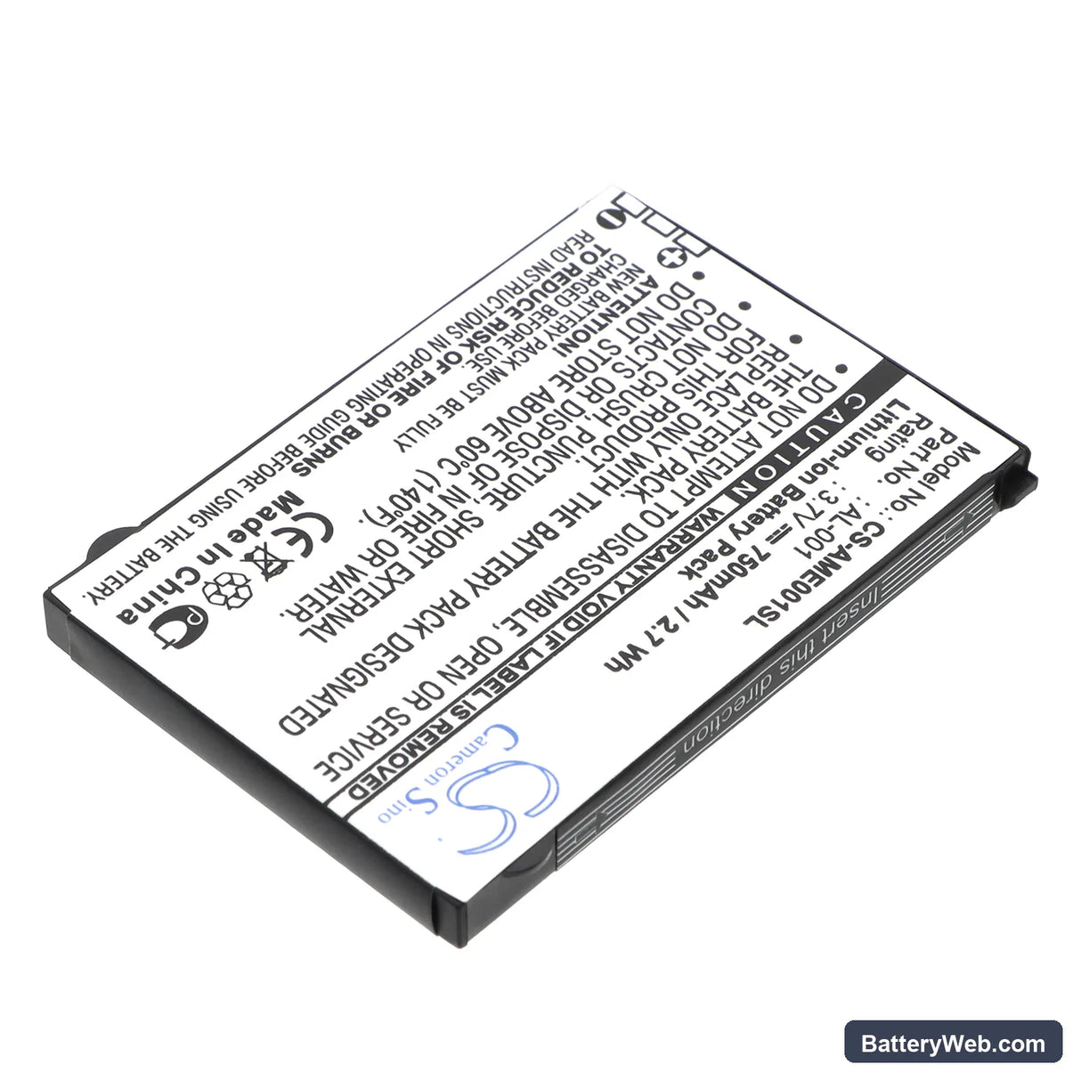 AMOI AL-001 Replacement Battery, 3.7V, 750mAh, Li-ion 2